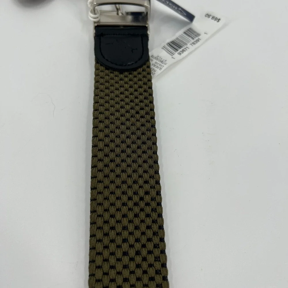 Tommy Bahama Mens Reversible Woven Stretch Belt Olive Black 11TM030015 Small